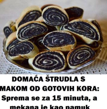 DOMAĆA ŠTRUDLA S MAKOM OD GOTOVIH KORA: Sprema se za 15 minuta, a mekana je kao pamuk