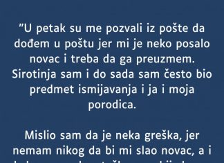 “U petak su me pozvali iz pošte da dođem u poštu jer mi je neko posalo novac”